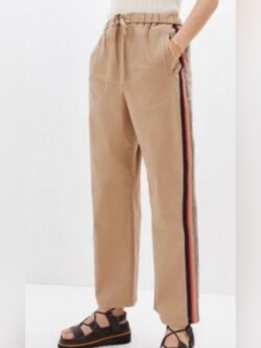 Anthropologie Beige Chinos with Contrast Side Stripe
